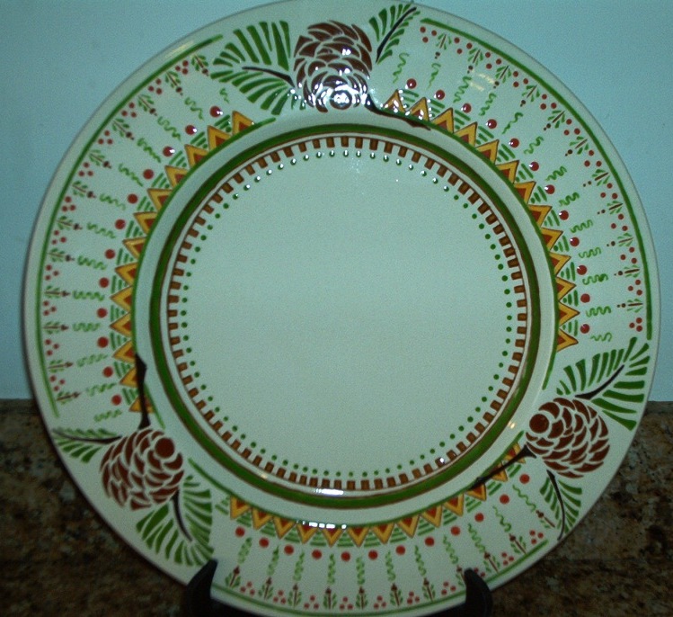 Charger with Pine Cones   